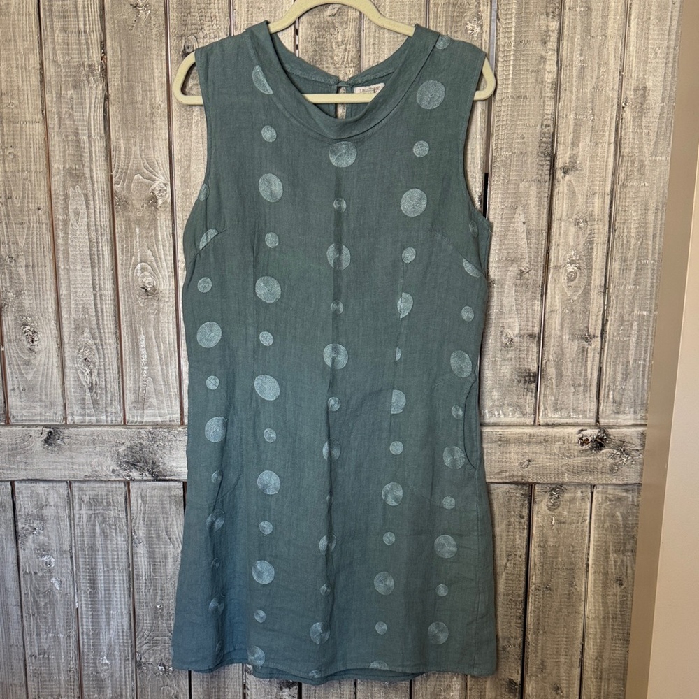 Sleeveless Teal Polka Dot Midi Dress